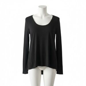 Zyia Active Women's Long Sleeve Scoop Neck Black Top Size Medium Bamboo